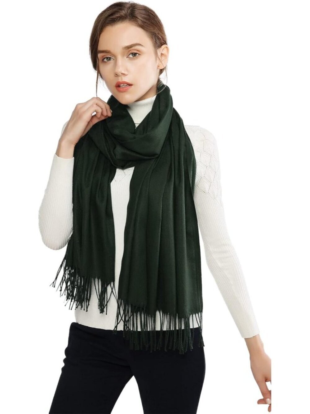 Women's Army Green Wedding Bridal Scarf Pashmina Shawls Long Large Scarves